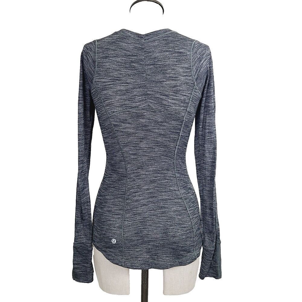 Lululemon Gray Space‎ Dye Top 6 Stretch Knit Lightweight Thumb Holes Pullover
